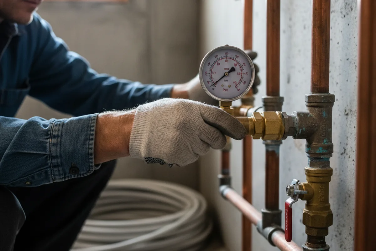 Pressure testing a repaired line during Water Line Repair in Center Moriches